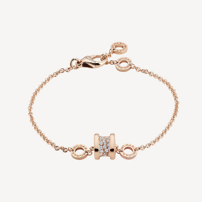 [⭐Aura]ZERO 1 SOFT PINK GOLD WITH PAVED DIAMONDS ON THE SPIRAL BRACELET