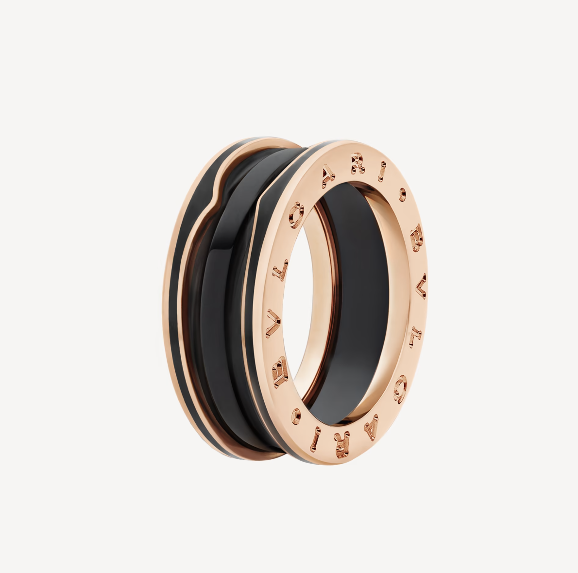 [⭐Aura]ZERO 1 TWO-BAND WITH MATTE BLACK CERAMIC PINK GOLD RING