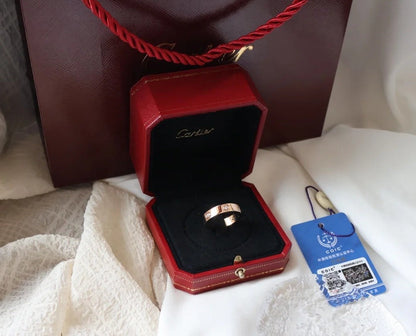 [⭐Aura]LOVE RING 5.5MM 6 DIAMONDS PINK GOLD