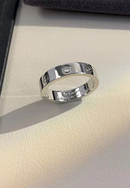 [⭐Aura]LOVE RING 4MM 1 DIAMOND SILVER