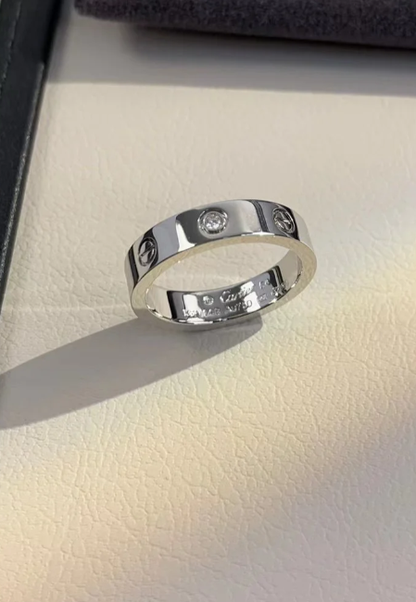 [⭐Aura]LOVE RING 4MM 1 DIAMOND SILVER