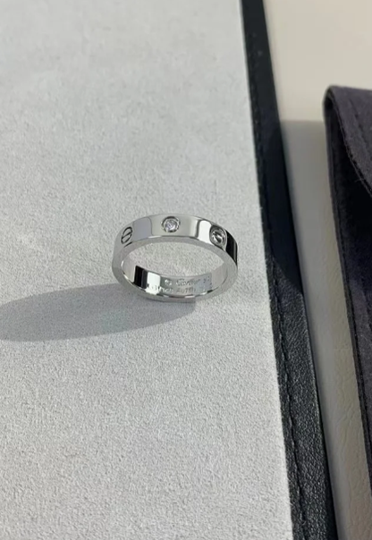 [⭐Aura]LOVE RING 4MM 1 DIAMOND SILVER