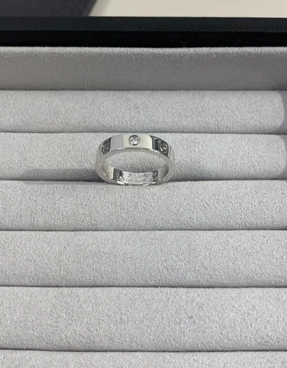 [⭐Aura]LOVE RING 4MM 1 DIAMOND SILVER