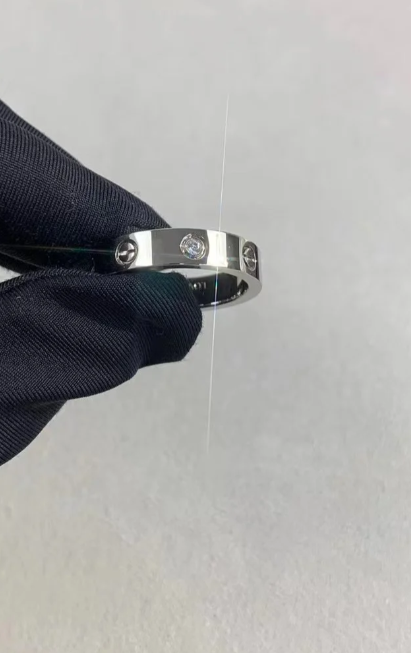 [⭐Aura]LOVE RING 4MM 1 DIAMOND SILVER