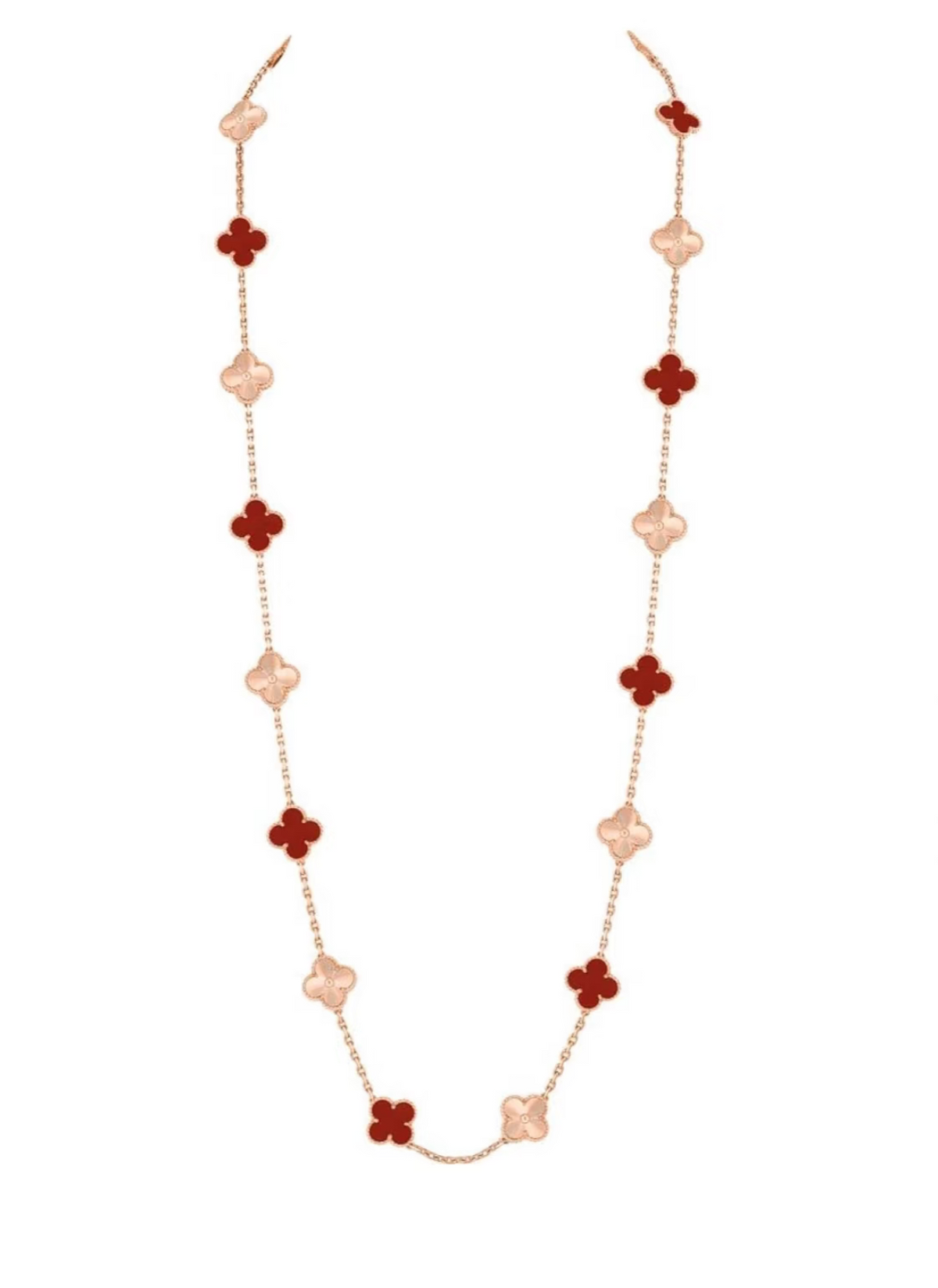 [⭐Aura]CLOVER 20 MOTIFS LASER CARNELIAN NECKLACE