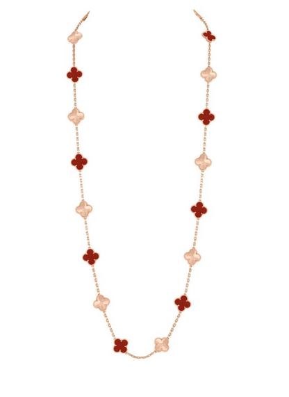 [⭐Aura]CLOVER 20 MOTIFS LASER CARNELIAN NECKLACE