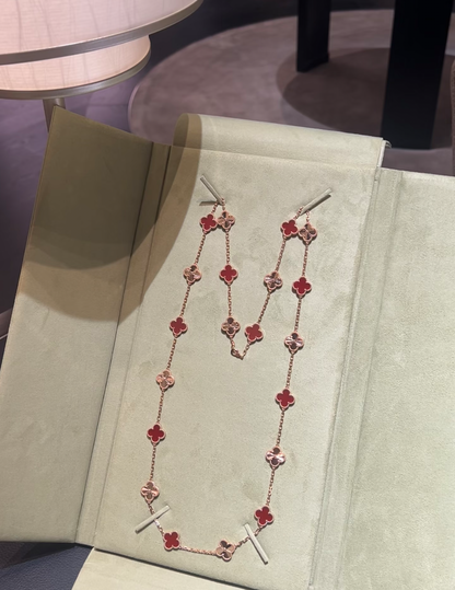 [⭐Aura]CLOVER 20 MOTIFS LASER CARNELIAN NECKLACE