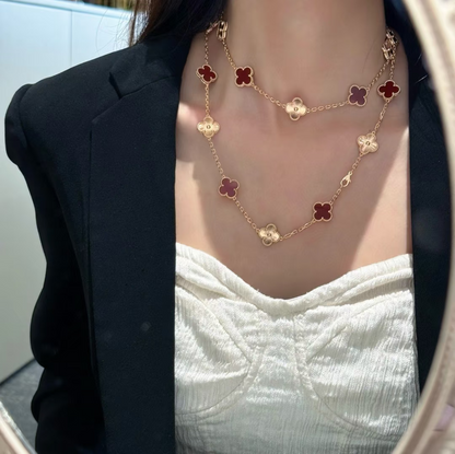 [⭐Aura]CLOVER 20 MOTIFS LASER CARNELIAN NECKLACE