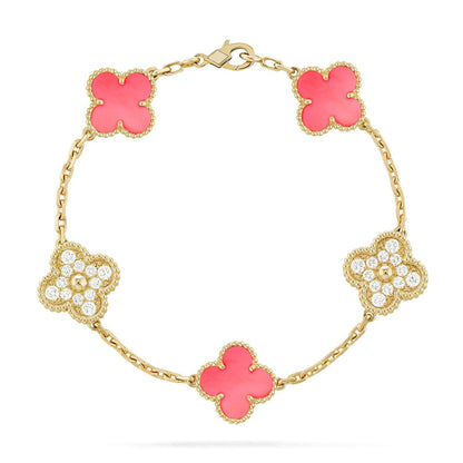 [⭐Aura] CLOVER 5 MOTIFS  PINK MOP BRACELET COLLECTION