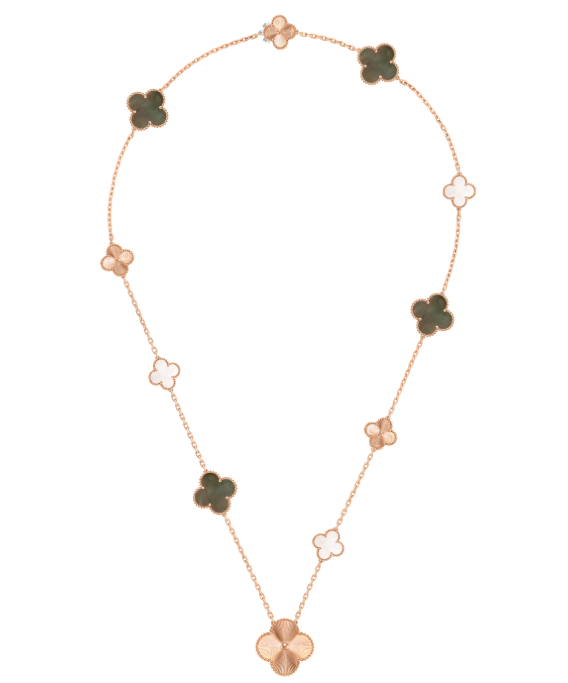 [⭐Aura]DETACHABLE CLOVER 15(11+4) FLOWER SILVER NECKLACE SET