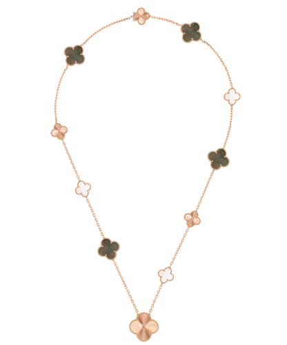 [⭐Aura]DETACHABLE CLOVER 15(11+4) FLOWER SILVER NECKLACE SET
