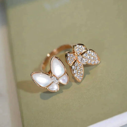 [⭐Aura]TWIN BUTTERFLY DIAMOND MOP RING