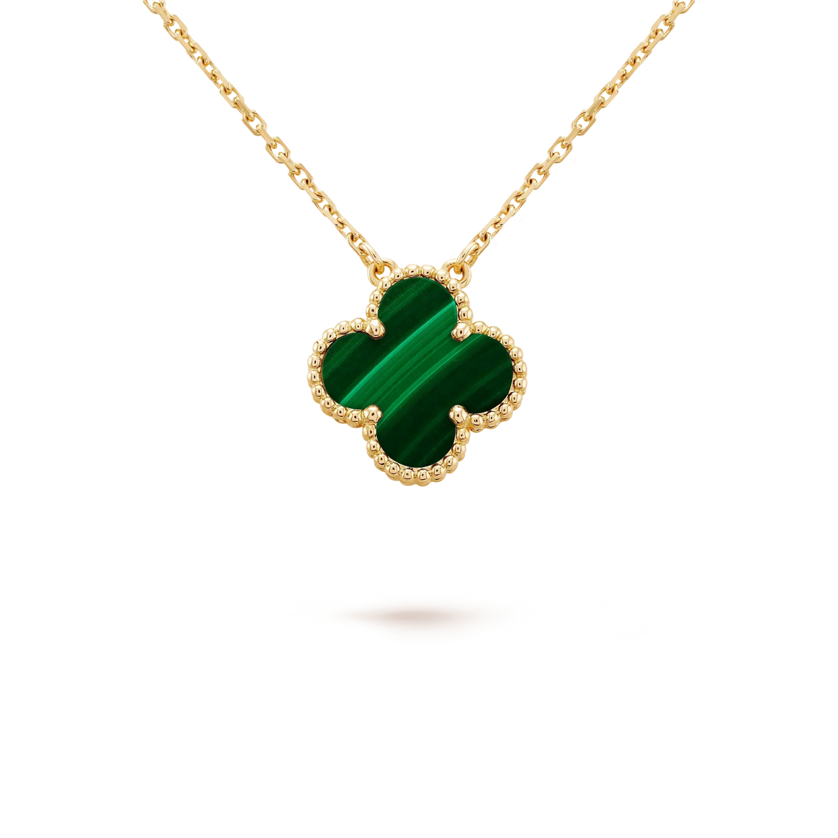 [⭐Aura]CLOVER 15MM MALACHITE SINGLE FLOWER  NECKLACE