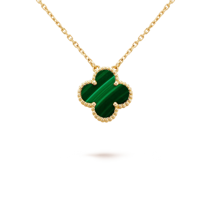 [⭐Aura]CLOVER 15MM MALACHITE SINGLE FLOWER  NECKLACE