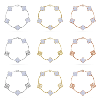[⭐Aura] CLOVER 5 MOTIF PURPLE CHALCEDONY BRACELET COLLECTION