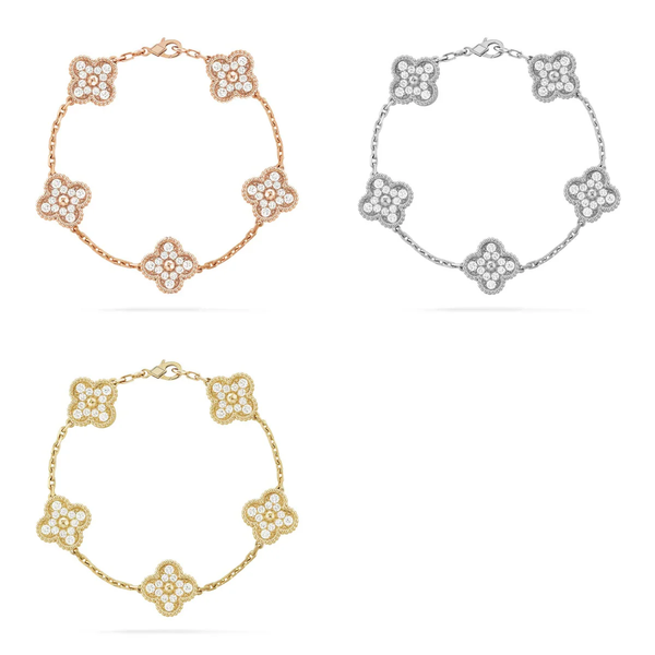 [⭐Aura] CLOVER 5 MOTIF FULL DIAMOND BRACELET COLLECTION