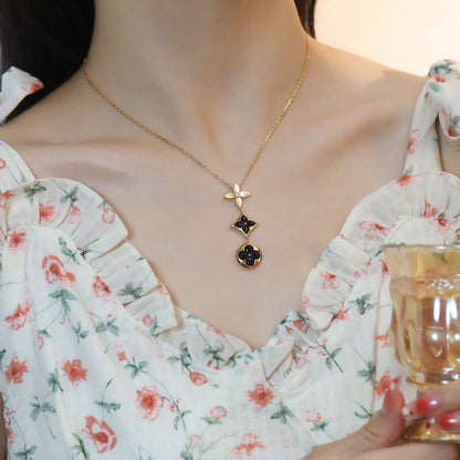 [⭐Aura]STAR AND SUN ONYX PINK GOLD NECKLACE
