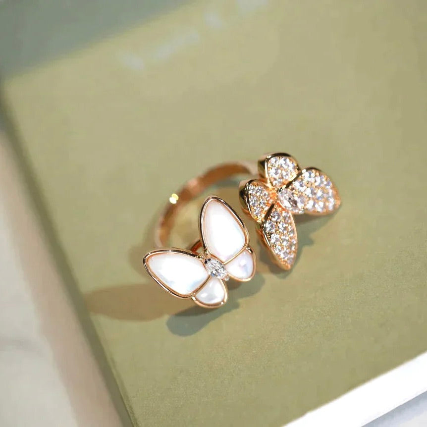 [⭐Aura]TWIN BUTTERFLY DIAMOND MOP RING