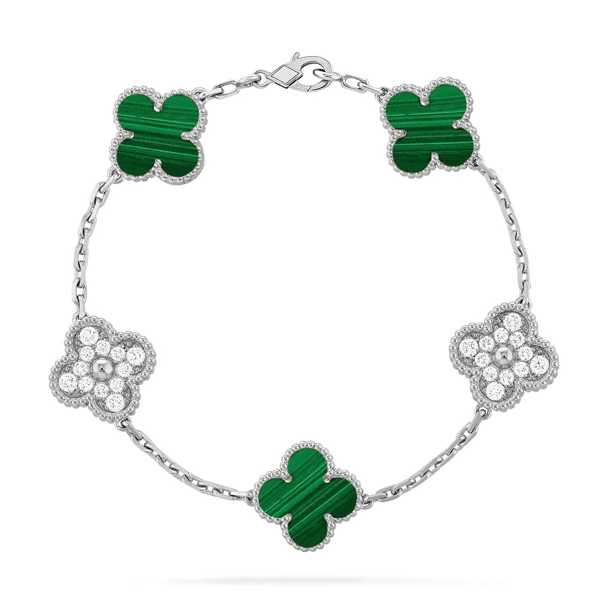 [⭐Aura] CLOVER 5 MOTIF MALACHITE BRACELET COLLECTION