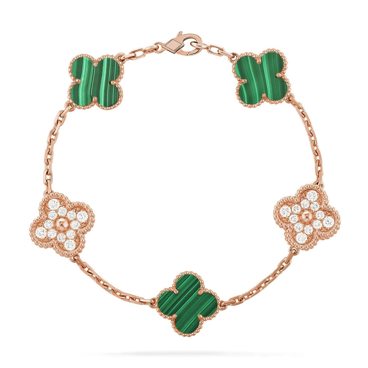 [⭐Aura] CLOVER 5 MOTIF MALACHITE BRACELET COLLECTION