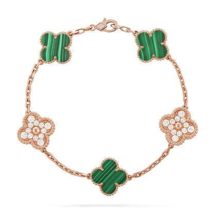 [⭐Aura] CLOVER 5 MOTIF MALACHITE BRACELET COLLECTION