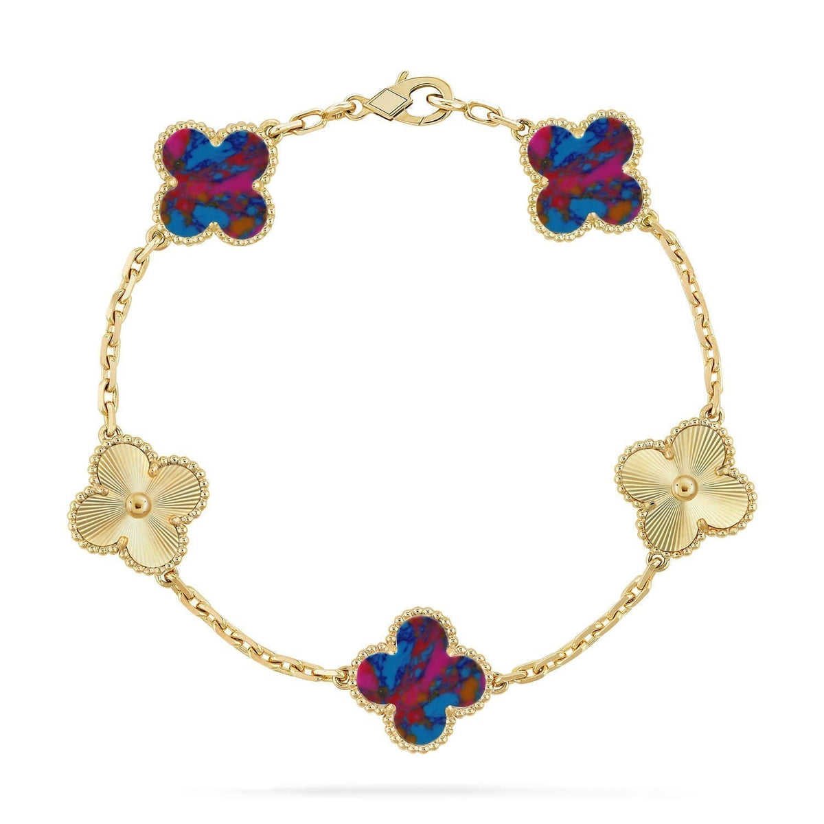 [⭐Aura]CLOVER 5 MOTIF COLOR GEMSTONES BRACELET COLLECTION