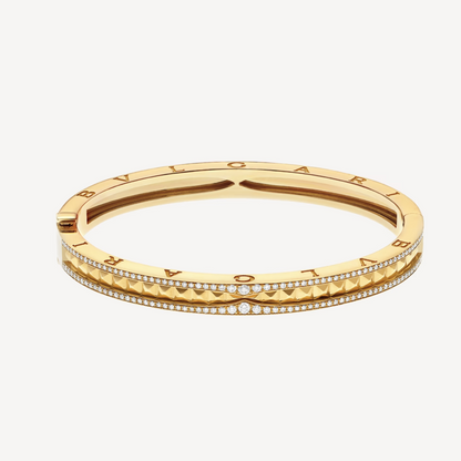 [⭐Aura]ZERO 1 SPIRAL AND PAVED DIAMOND GOLD BRACELET