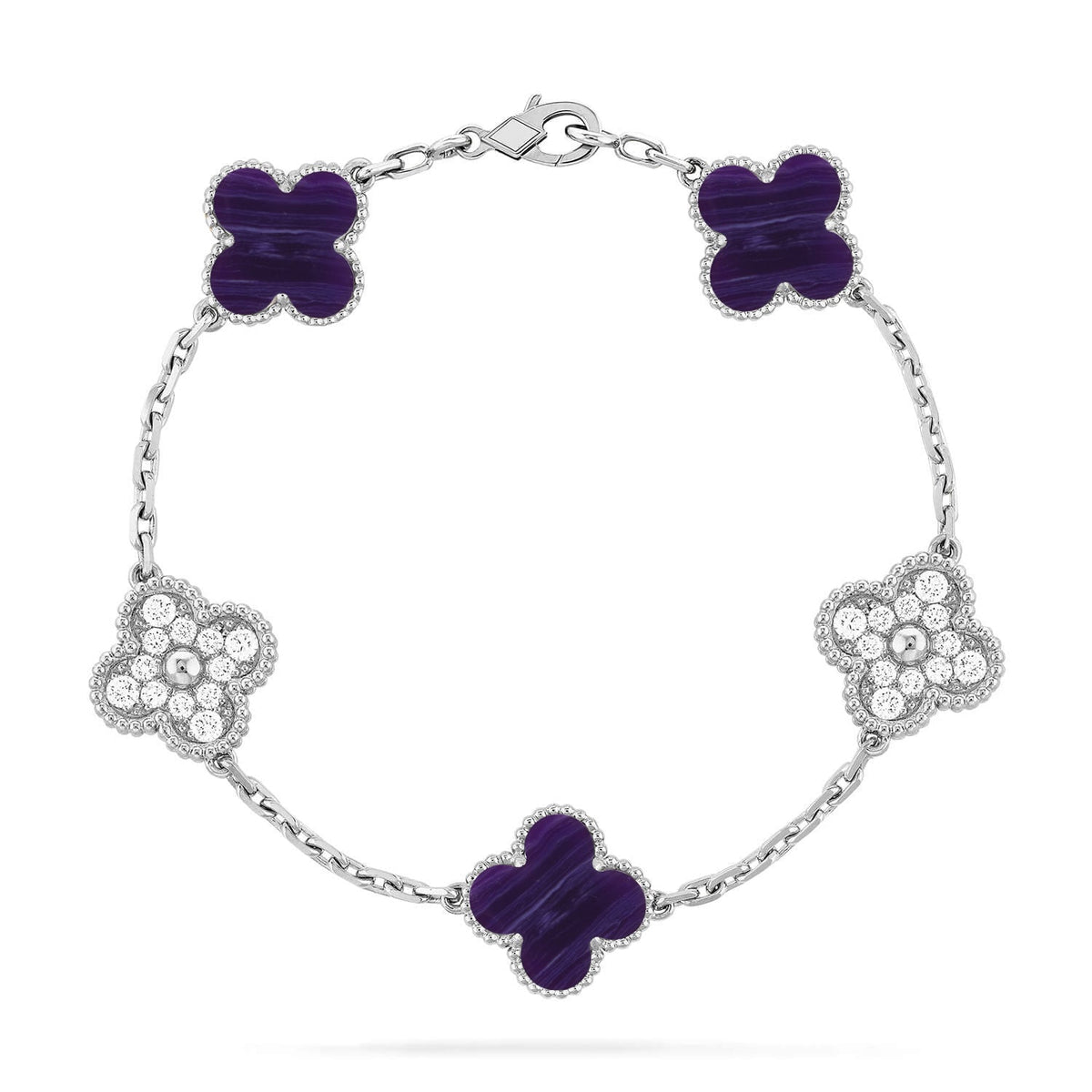 [⭐Aura]CLOVER 5 MOTIF PURPLE STRIPES BRACELET COLLECTION