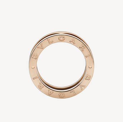[⭐Aura]ZERO 1 TWO-BAND LOOPS AND BLACK CERAMIC PINK GOLD RING