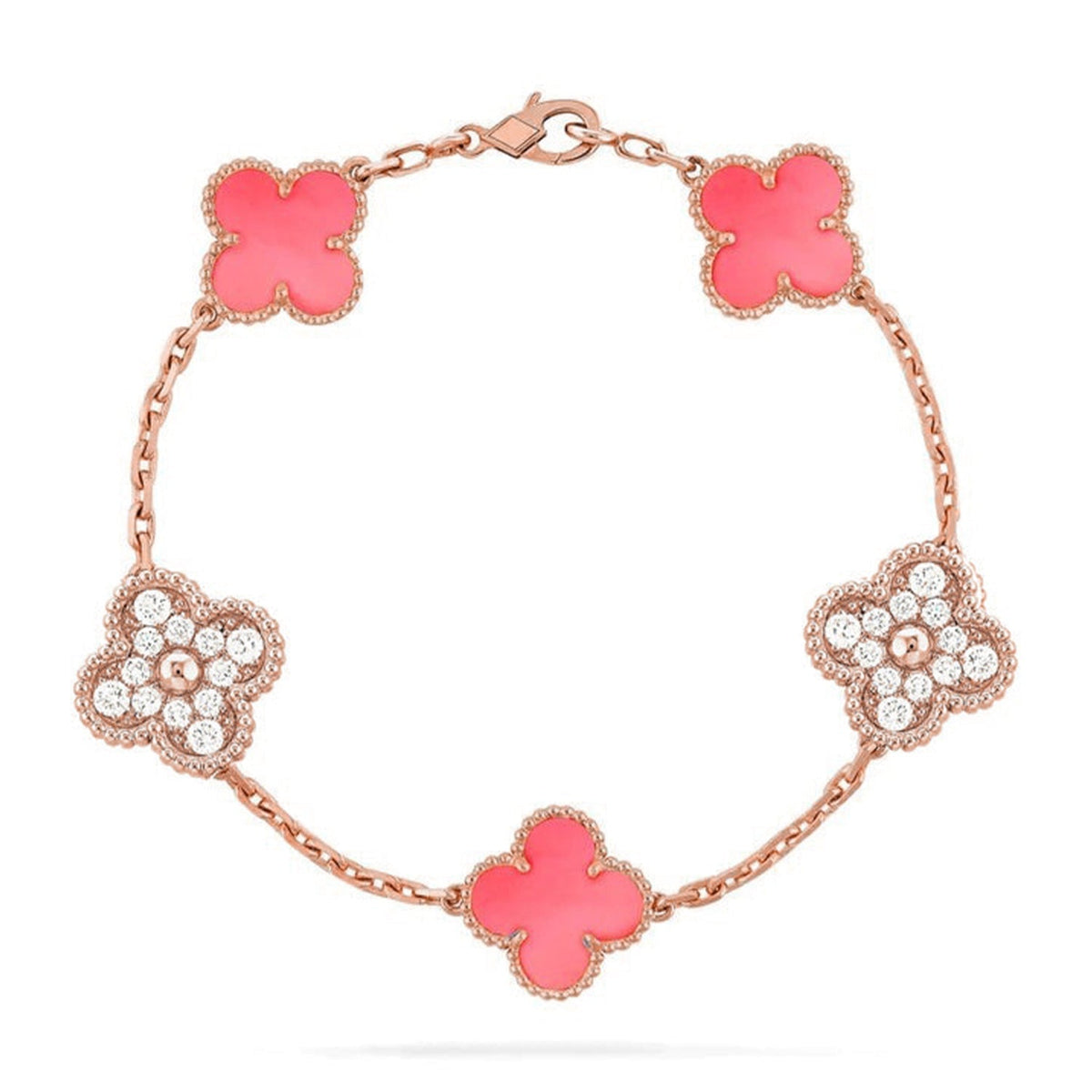 [⭐Aura] CLOVER 5 MOTIFS  PINK MOP BRACELET COLLECTION
