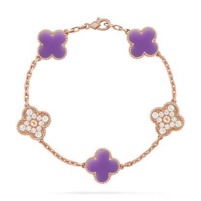 [⭐Aura]CLOVER 5 MOTIF LIGHT PURPLE BRACELET COLLECTION