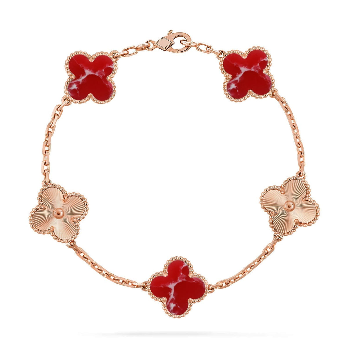 [⭐Aura]CLOVER 5 MOTIF RED PATTERN BRACELET COLLECTION
