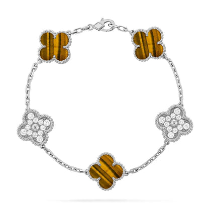 [⭐Aura] CLOVER 5 MOTIFS TIGER EYE BRACELET COLLECTION
