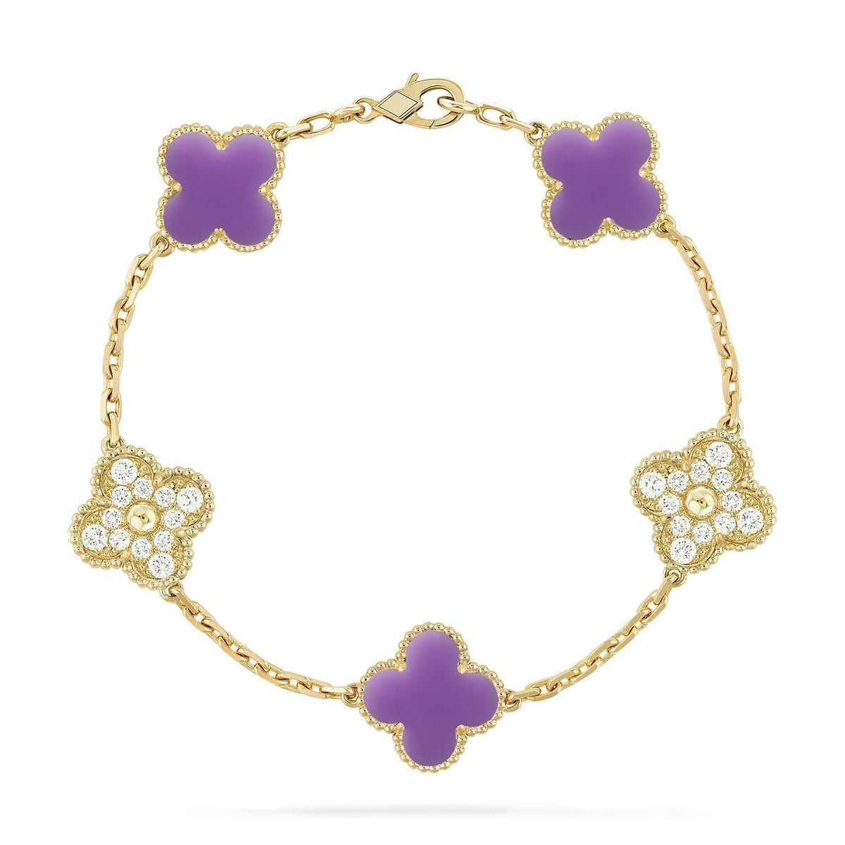[⭐Aura]CLOVER 5 MOTIF LIGHT PURPLE BRACELET COLLECTION