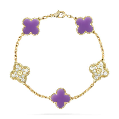 [⭐Aura]CLOVER 5 MOTIF LIGHT PURPLE BRACELET COLLECTION
