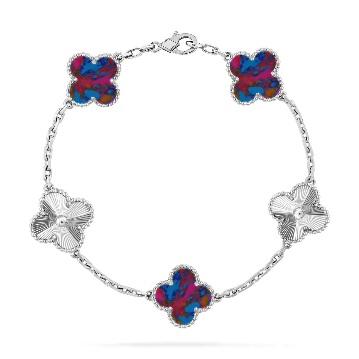 [⭐Aura]CLOVER 5 MOTIF COLOR GEMSTONES BRACELET COLLECTION