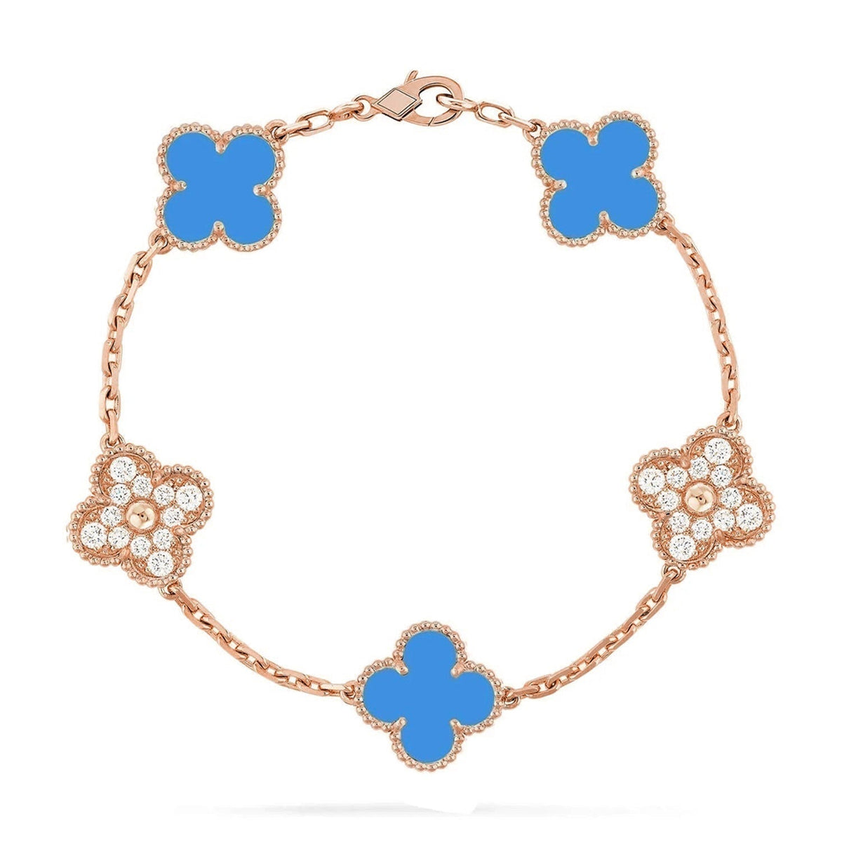 [⭐Aura] CLOVER 5 MOTIF BLUE AGATE BRACELET COLLECTION