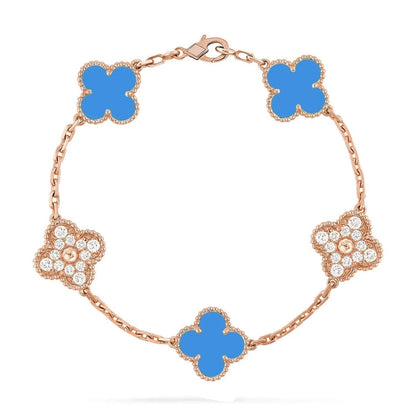 [⭐Aura] CLOVER 5 MOTIF BLUE AGATE BRACELET COLLECTION