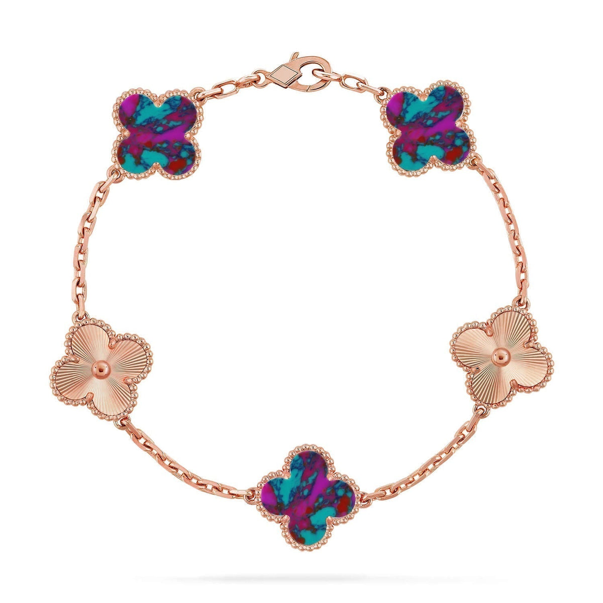 [⭐Aura]CLOVER 5 MOTIF COLOR GEMSTONES BRACELET COLLECTION