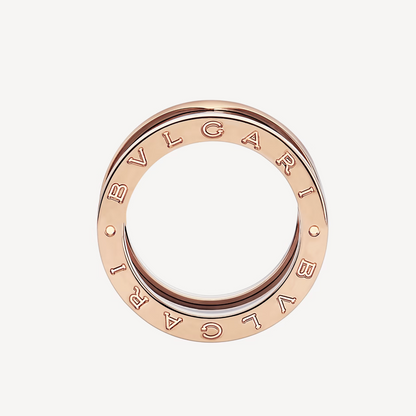 [⭐Aura]ZERO 1 FOUR-BAND LOOPS AND BLACK CERAMIC SPIRAL PINK GOLD RING