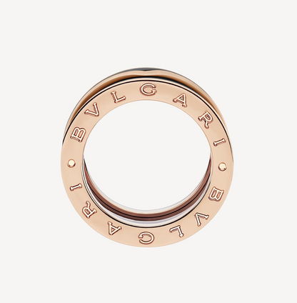 [⭐Aura]ZERO 1 TWO-BAND WITH MATTE BLACK CERAMIC PINK GOLD RING