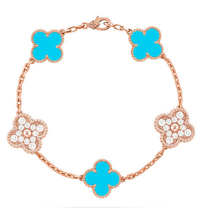 [⭐Aura] CLOVER 5 MOTIF TURQUOISE BRACELET COLLECTION