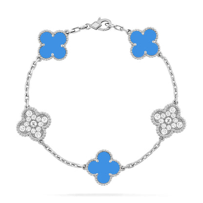 [⭐Aura] CLOVER 5 MOTIF BLUE AGATE BRACELET COLLECTION