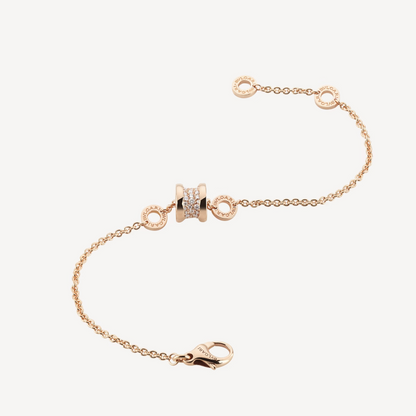 [⭐Aura]ZERO 1 SOFT PINK GOLD WITH PAVED DIAMONDS ON THE SPIRAL BRACELET