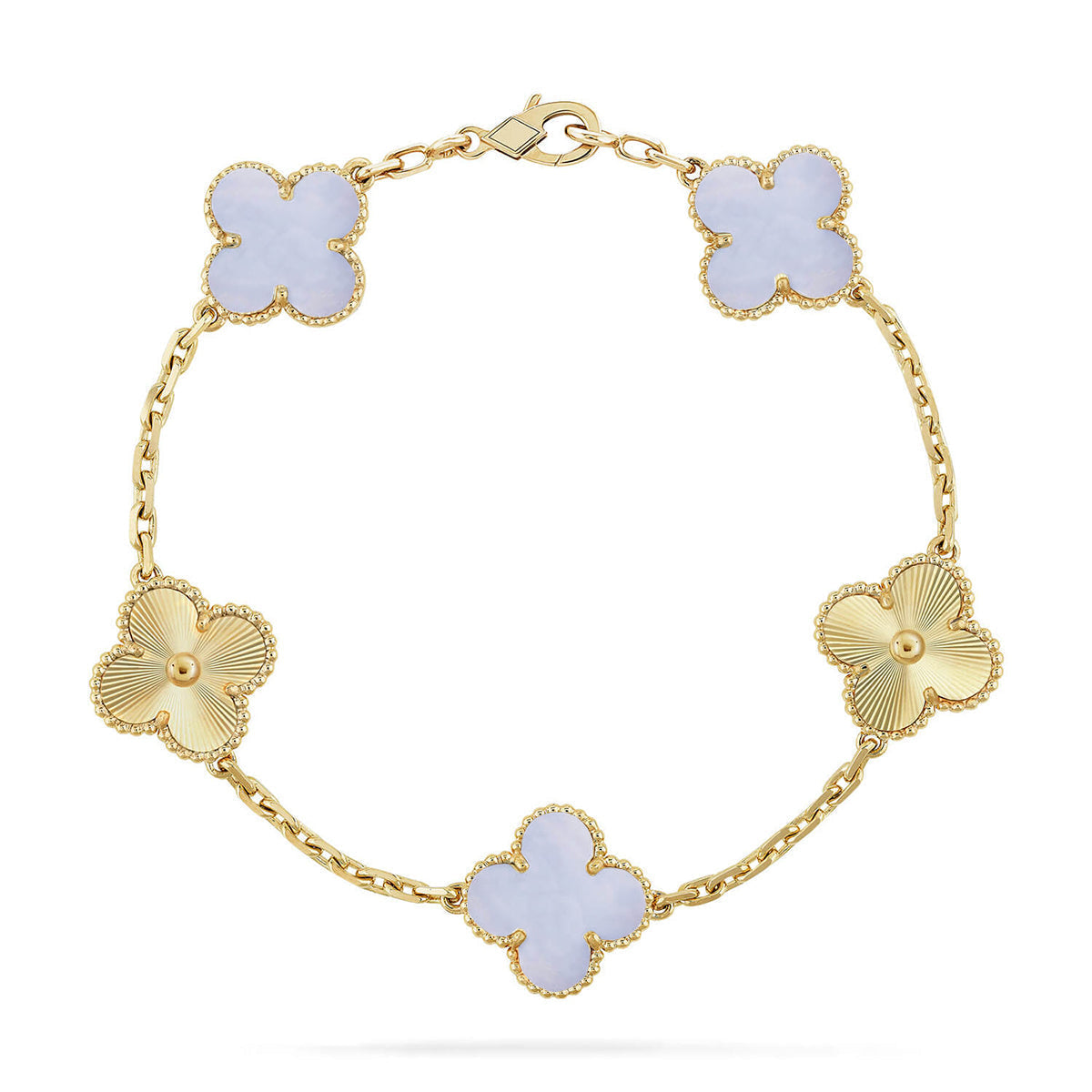 [⭐Aura] CLOVER 5 MOTIF PURPLE CHALCEDONY BRACELET COLLECTION
