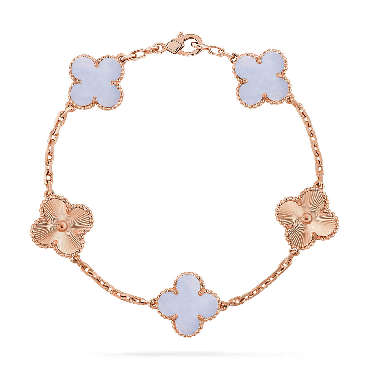 [⭐Aura] CLOVER 5 MOTIF PURPLE CHALCEDONY BRACELET COLLECTION