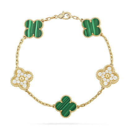 [⭐Aura] CLOVER 5 MOTIF MALACHITE BRACELET COLLECTION