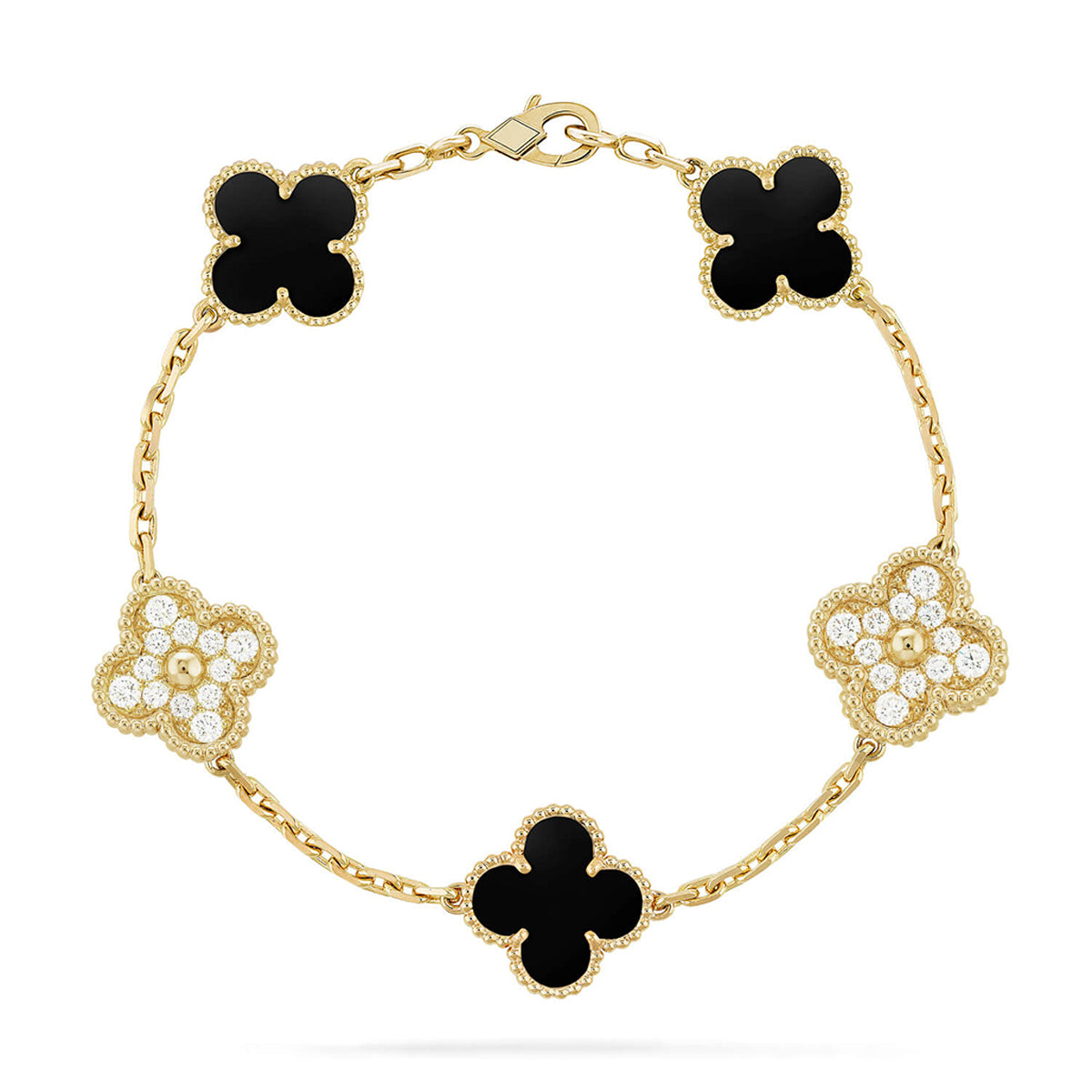 [⭐Aura] CLOVER 5 MOTIF ONYXS BRACELET COLLECTION