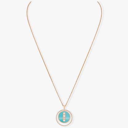 [⭐Aura]Demo MOVE 3 DIAMONDS TURQUOISE PINK GOLD DIAMOND NECKLACE