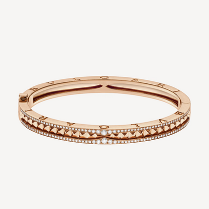 [⭐Aura]ZERO 1 SPIRAL AND PAVED DIAMOND PINK GOLD BRACELET